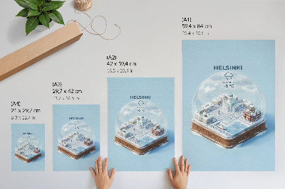 Poster decorativo Helsínquia em miniatura dentro de um globo de neve