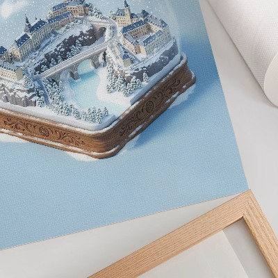 Poster para cozinha Paisagem urbana de inverno sob uma cúpula de neve branca.