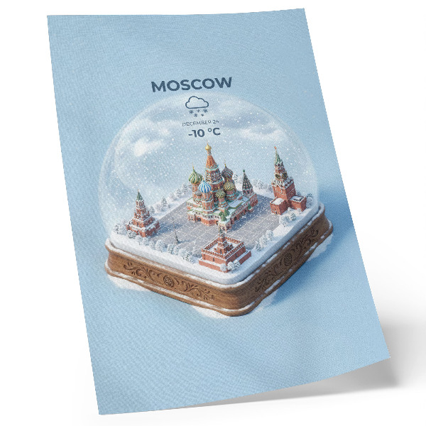 Poster decorativo Moscou em miniatura dentro de um globo de neve de inverno