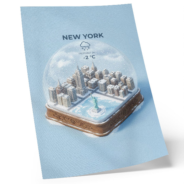 Impressão em tela Globo de neve minimalista para cidade no inverno