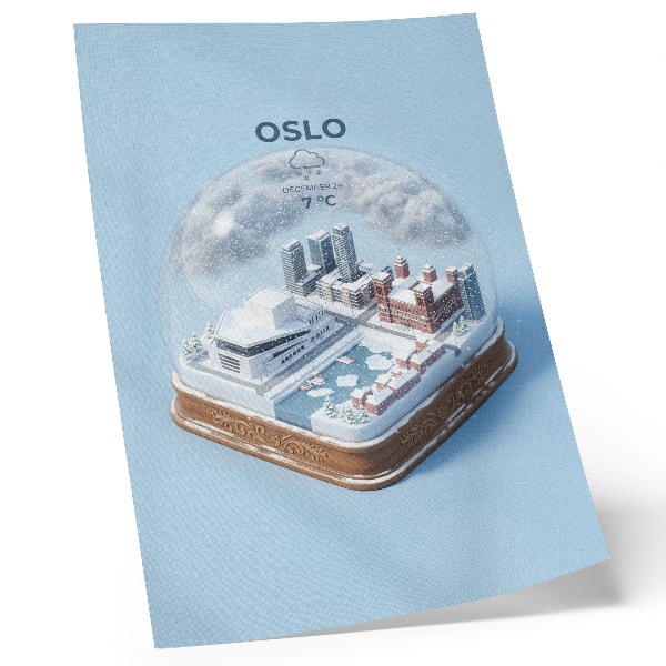 Arte de parede Uma cidade de inverno sob uma cúpula em estilo moderno.