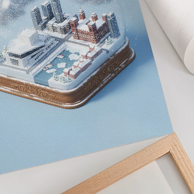 Arte de parede Uma cidade de inverno sob uma cúpula em estilo moderno.