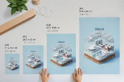 Arte de parede cidade de inverno sob uma cúpula em estilo moderno
