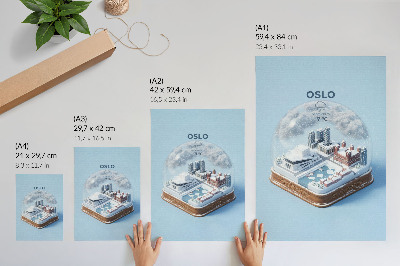 Arte de parede Uma cidade de inverno sob uma cúpula em estilo moderno.