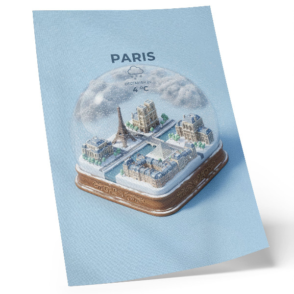 Poster para cozinha Globo de neve de inverno parisiense