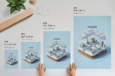 Globo de neve de inverno parisiense poster para cozinha