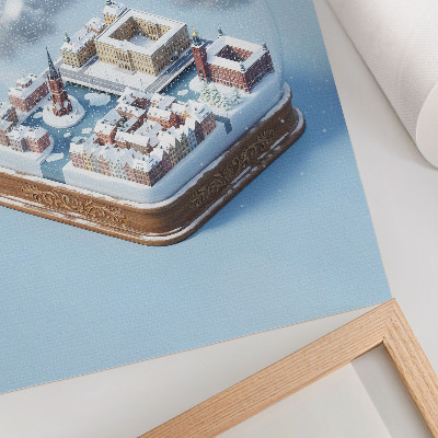 Poster decorativo Estocolmo em uma esfera, arquitetura moderna, clima de inverno