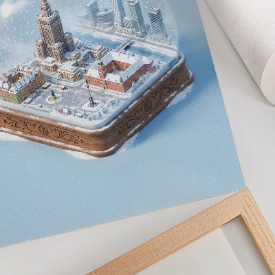 Impressão em tela Varsóvia inverno globo de vidro arquitetura de neve