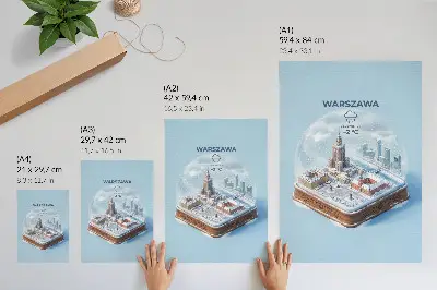 Impressão em tela arquitetura de Varsóvia com globo de vidro em inverno nevado