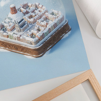 Poster para cozinha Cidade em miniatura dentro de uma esfera, atmosfera invernal, magia