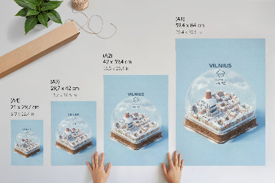 Poster para cozinha Cidade em miniatura dentro de uma esfera, atmosfera invernal, magia