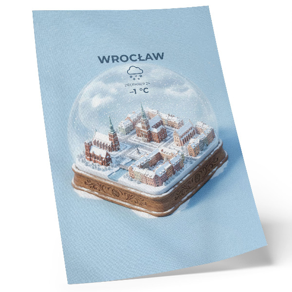 Poster decorativo Uma cidade em miniatura dentro de um globo de vidro de inverno