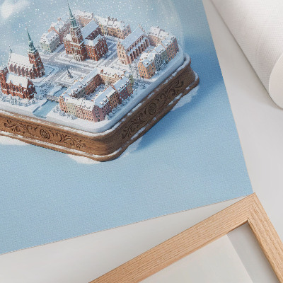 Poster decorativo Uma cidade em miniatura dentro de um globo de vidro de inverno