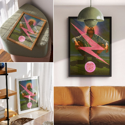 Impressão em tela Cores neon e uma figura surpreendente