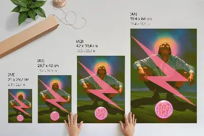Impressão em tela com cores neon e uma figura surpreendente