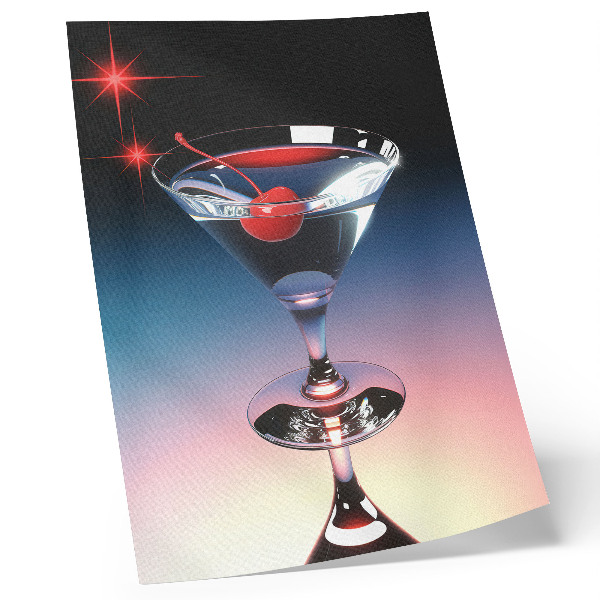 Poster para cozinha Taça de coquetel elegante com cereja vermelha