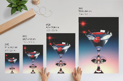 Poster para cozinha Taça de coquetel elegante com cereja vermelha