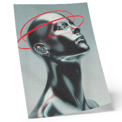 Poster decorativo Escultura futurista, modernidade, vermelho e cinza.