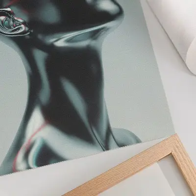 Poster decorativo escultura futurista em tons de vermelho e cinza