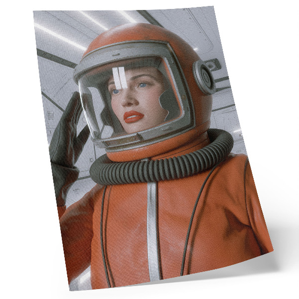 Poster para cozinha Figura espacial em traje espacial laranja da modernidade