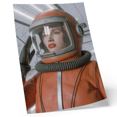 Poster para cozinha Figura espacial em traje espacial laranja da modernidade
