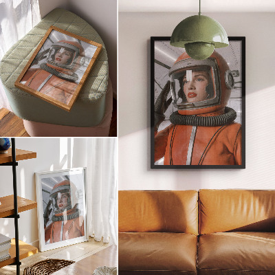Poster para cozinha Figura espacial em traje espacial laranja da modernidade