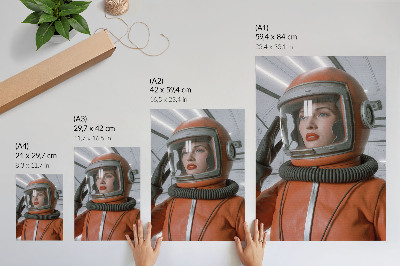 Poster para cozinha Figura espacial em traje espacial laranja da modernidade