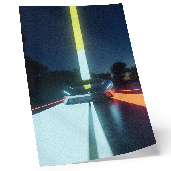 Arte de parede Linhas dinâmicas, carro futurista à noite