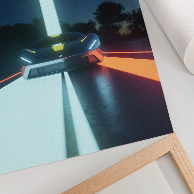 Arte de parede Linhas dinâmicas, carro futurista à noite