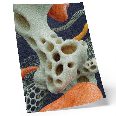 Poster para cozinha Formas abstratas em tons de creme, laranja e azul marinho