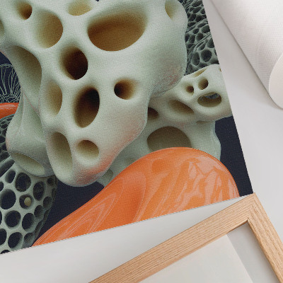 Poster para cozinha Formas abstratas em tons de creme, laranja e azul marinho