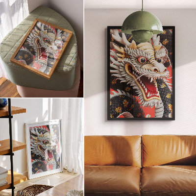 Arte de parede Dragão decorativo com detalhes intrincados
