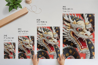 Arte de parede Dragão decorativo com detalhes intrincados