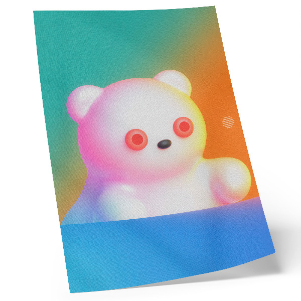 Poster decorativo Urso de pelúcia colorido em fundo degradê, estilo moderno