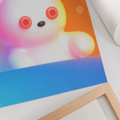 Poster decorativo Urso de pelúcia colorido em fundo degradê, estilo moderno
