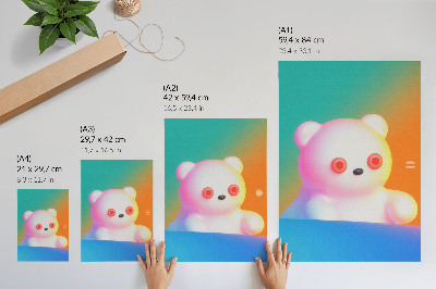 Poster decorativo Urso de pelúcia colorido em fundo degradê, estilo moderno