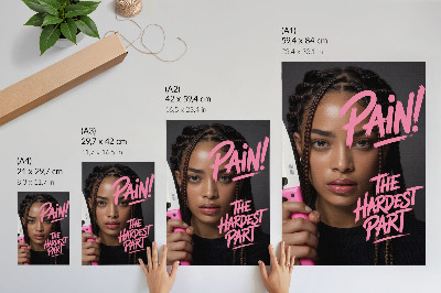 Poster decorativo Rosto com letras rosa em atmosfera dinâmica