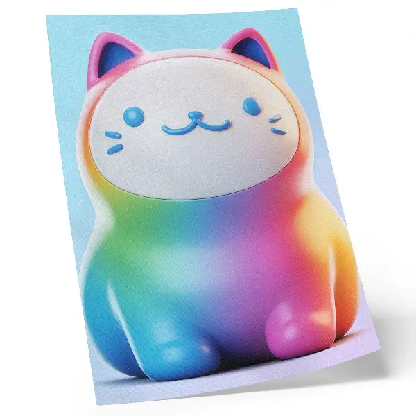 Poster para cozinha gato arco-íris em estilo gradiente moderno