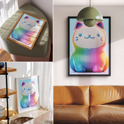 Poster para cozinha Gato arco-íris estilo gradiente moderno