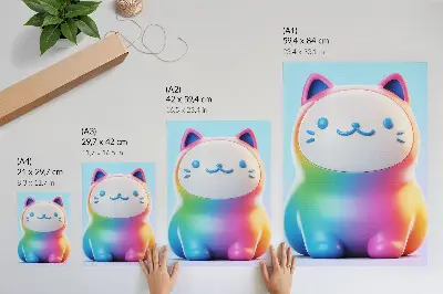 Poster para cozinha gato arco-íris em estilo gradiente moderno