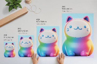 Poster para cozinha Gato arco-íris estilo gradiente moderno