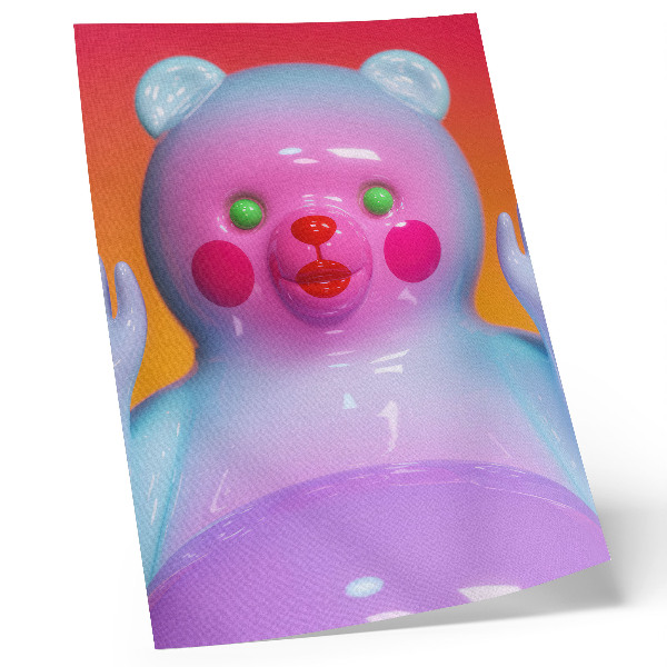 Poster decorativo Urso de pelúcia colorido, cores vibrantes, composição moderna