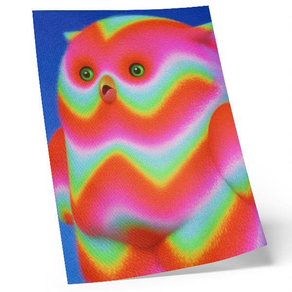 Impressão em tela Um personagem com cores intensas e um padrão alegre.