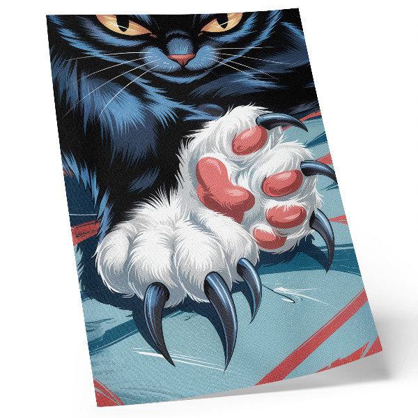 Poster para cozinha Gato com garras, cores vibrantes, dinamismo intenso.