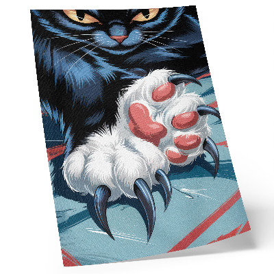 Poster para cozinha Gato com garras, cores vibrantes, dinamismo intenso.
