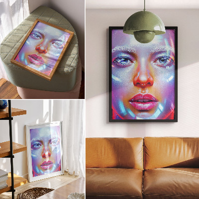 Poster decorativo Um retrato futurista repleto de cores vibrantes.