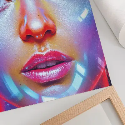 Poster decorativo retrato futurista com cores vibrantes