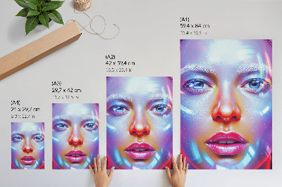 Poster decorativo Um retrato futurista repleto de cores vibrantes.
