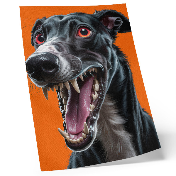 Impressão em tela Pelo preto em fundo laranja, detalhes expressivos