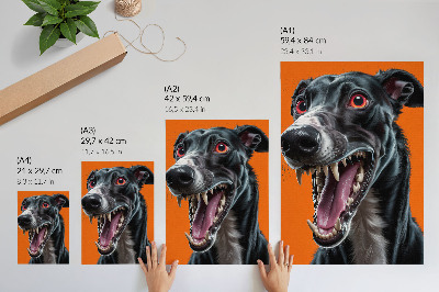 Impressão em tela Pelo preto em fundo laranja, detalhes expressivos